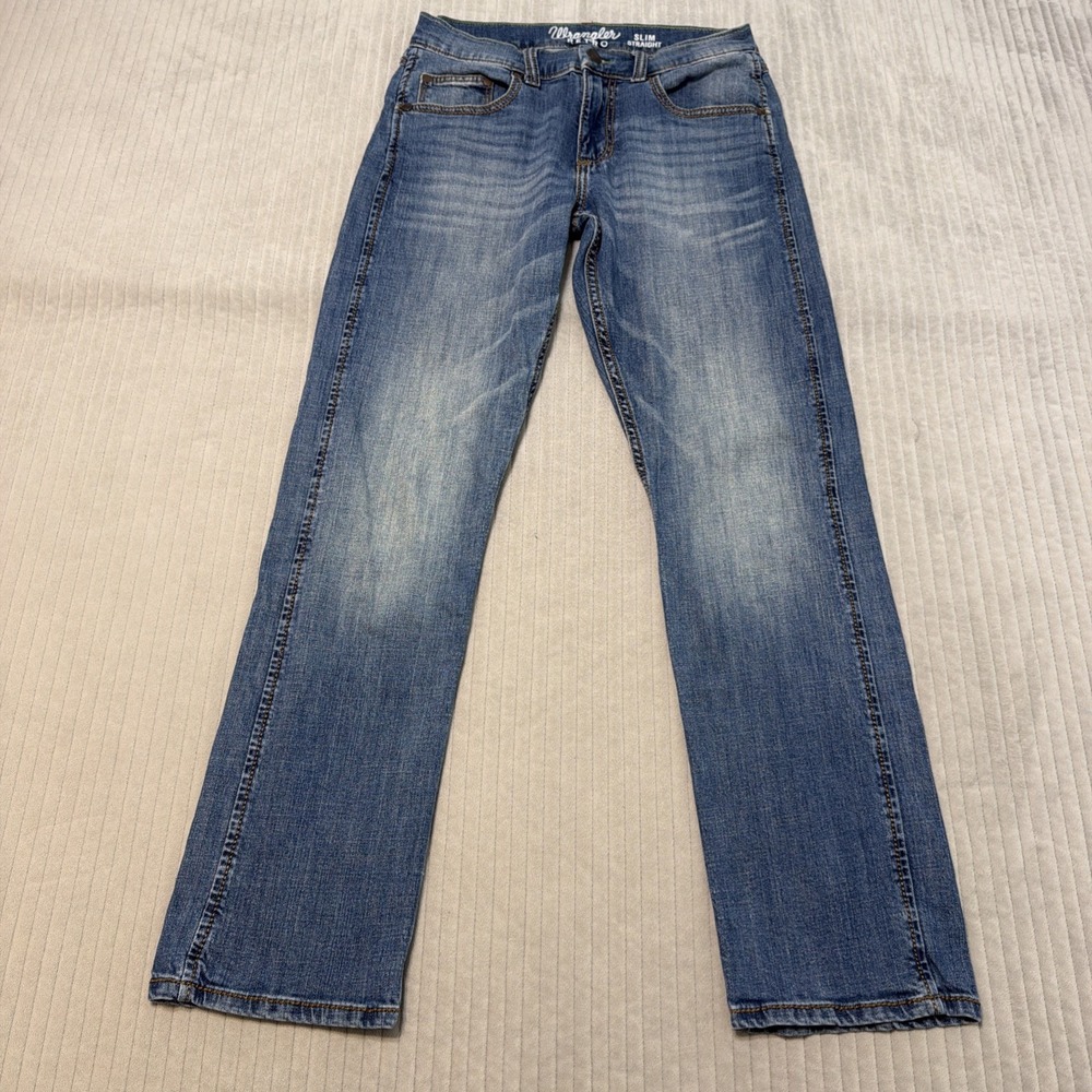 Wrangler Retro Slim Straight Blue Jeans Men's 29x32 Medium Wash 100% Cotton